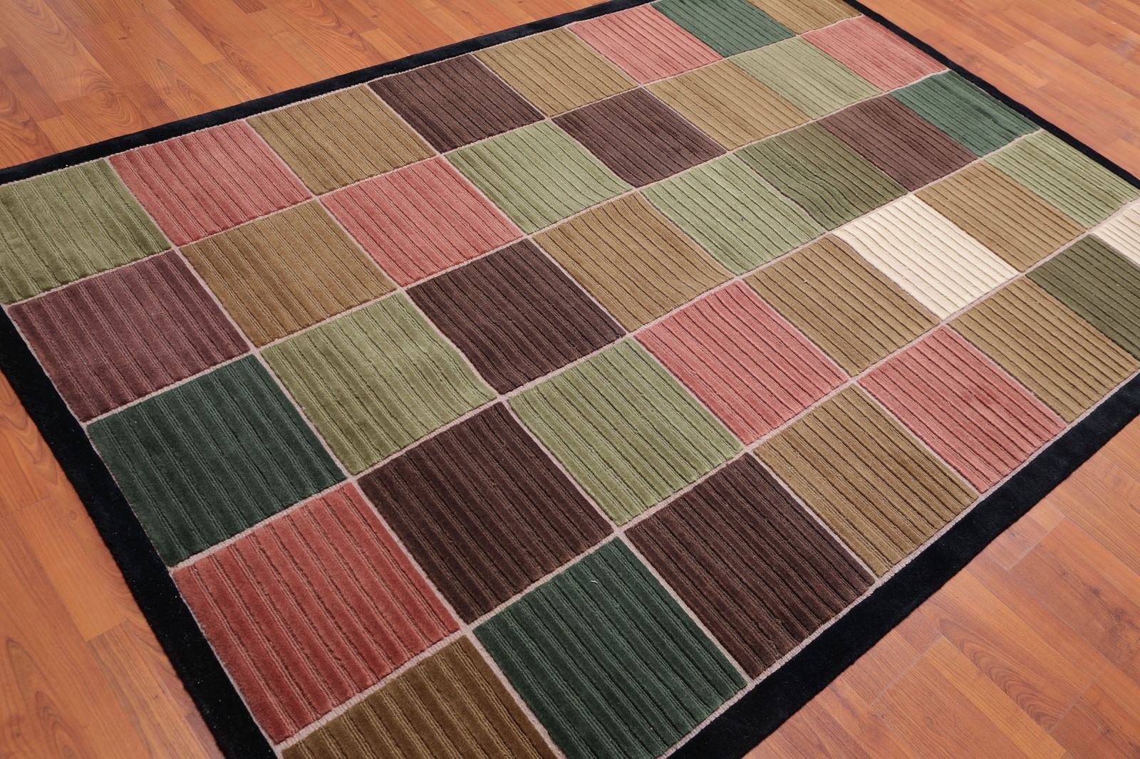 5'6" x 8' Hand Knotted High Low Loop & Cut pile 100% Wool Tibetan Area rug Black gallery