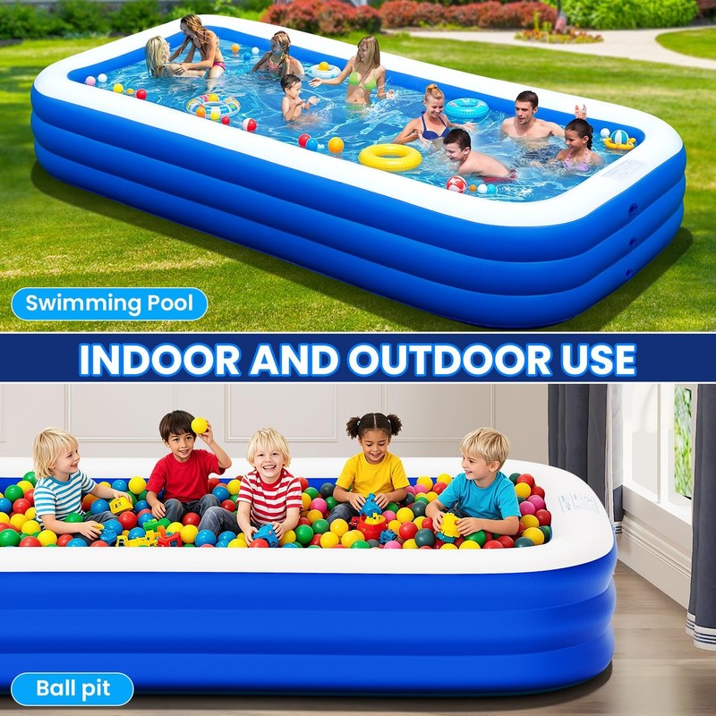 Extra Large Inflatable Pool for Adults 145 x 74 x 22 Oversized Blow Up Family gallery