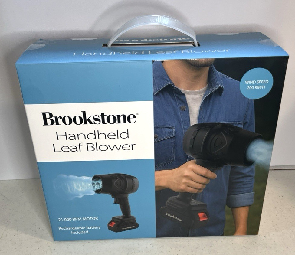 NIB BROOKSTONE HANDHELD LEAF & DEBRIS BLOWER 21,000 RPM RECHARGABLE BATTERY gallery