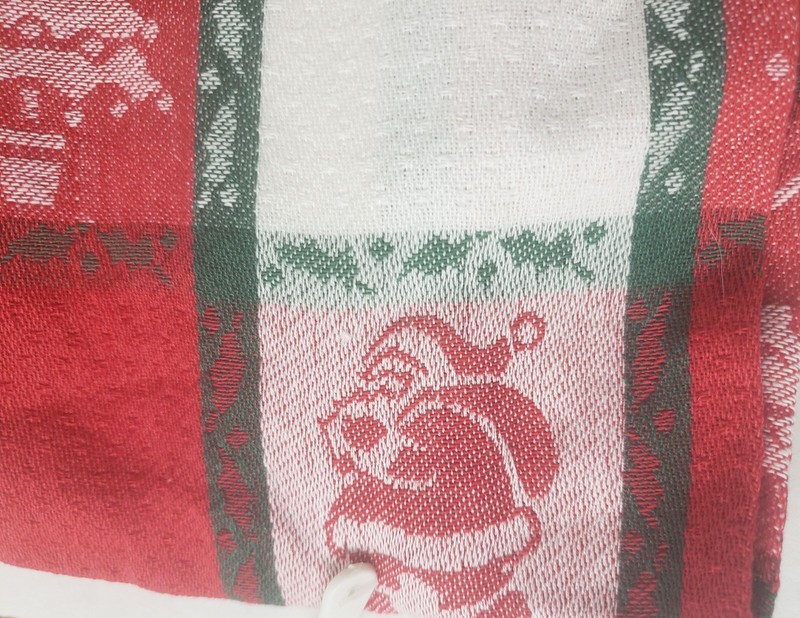 2 Same Jacquard Tea Towles (15x25") CHRISTMAS SNOWMAN & LEAVES IN SQUARES,Nidico gallery