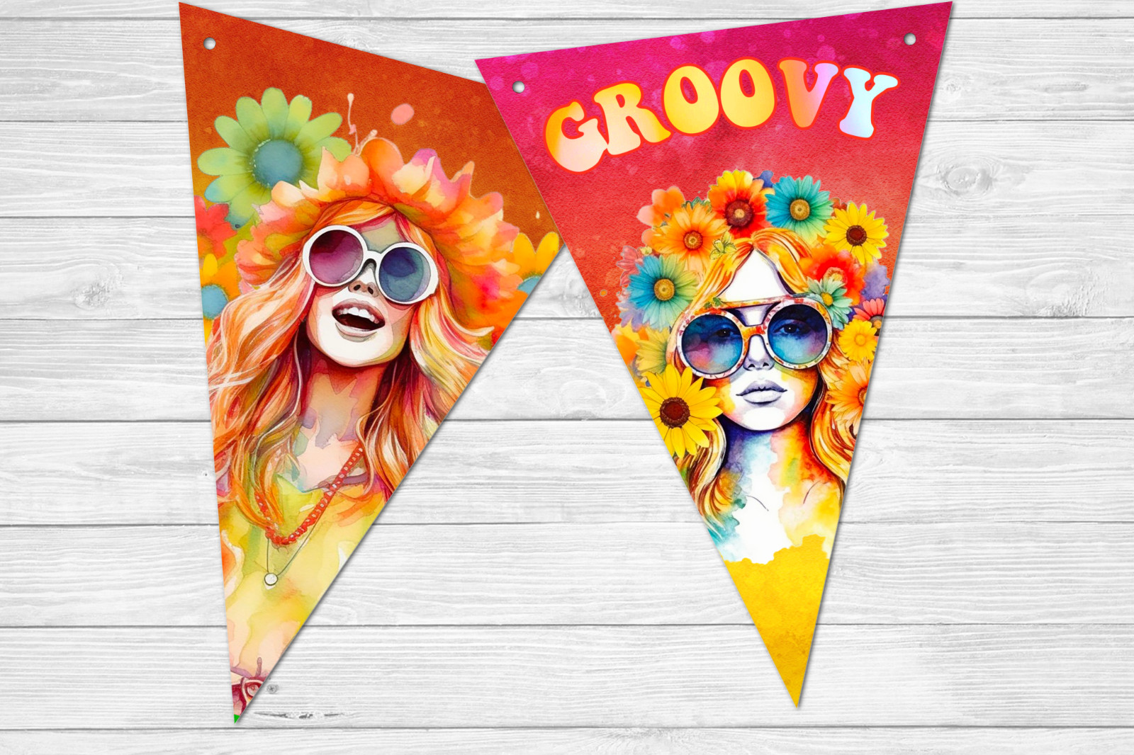 Hippie Chic Retro 1960's / 1970's Psychedelic Festival Bunting Decoration gallery