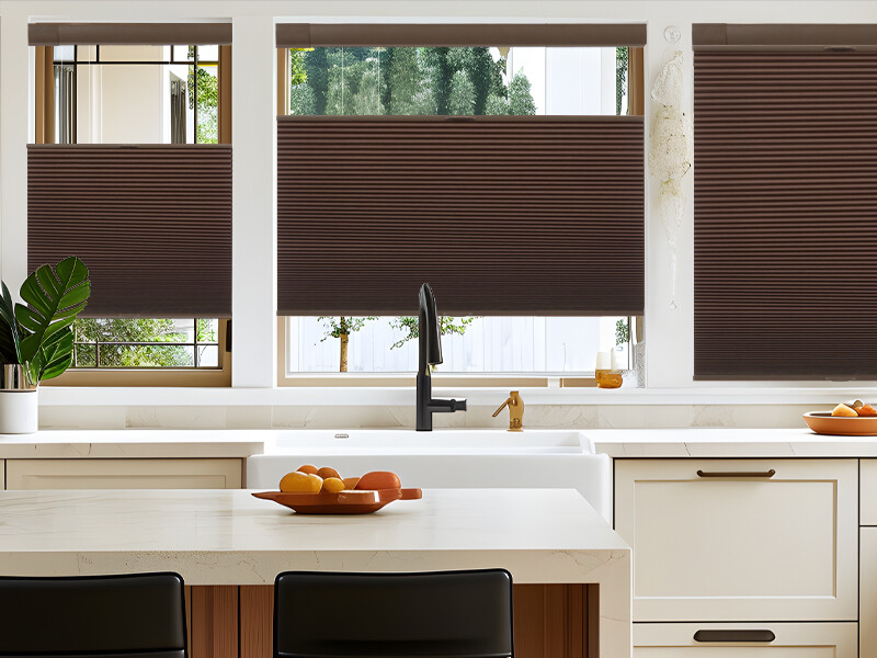 No Tool Screw Install Top Down Bottom Up Blackout Brown Cellular Blind Honeycomb gallery