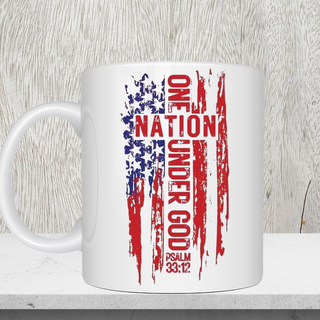 Coffee Mug 11oz American Flag One Nation Under God Ceramic Coffee Cup gallery