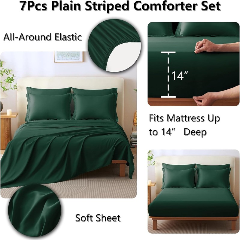 Full Size Comforter Set 7 Pieces Bed in a Bag Emerald Green Comforter Bed Set gallery
