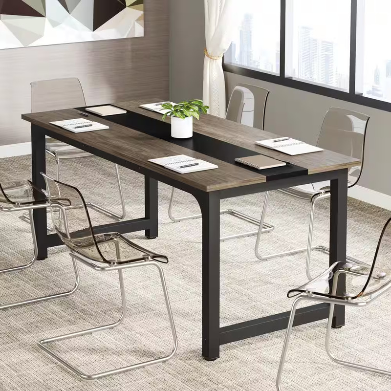 Moronia 71 In. Rectangular Gray Engineered Wood Computer Desk with Sturdy Metal gallery