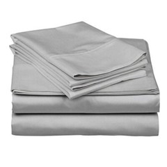 4 PC Sheet Set Solid Silver 700 TC Egyptian Cotton Elasticated Deep Pocket New