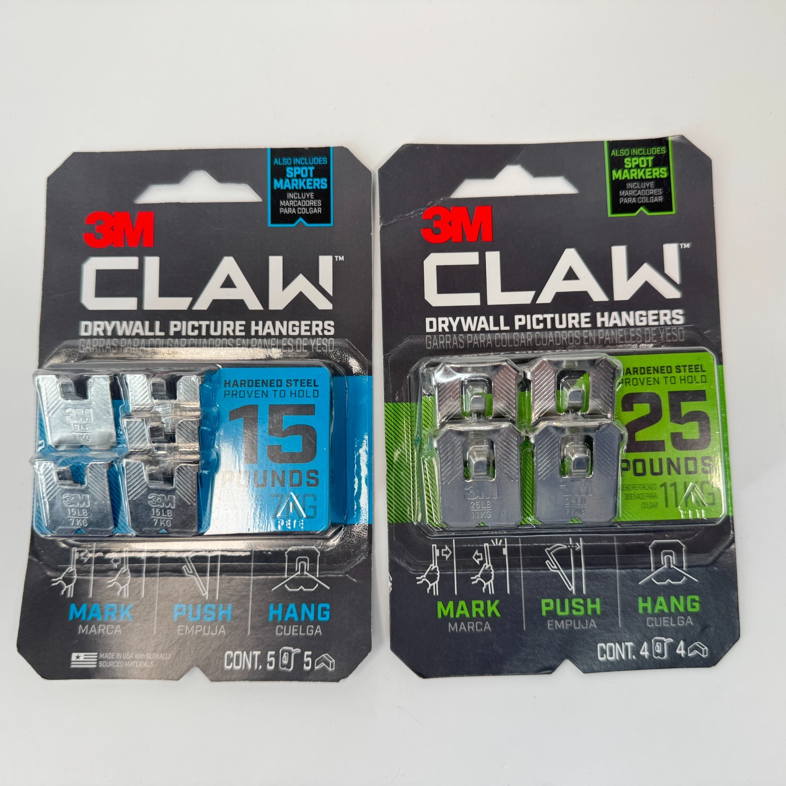 2 Packs - 3M CLAW Drywall Picture Hangers - 15 Lbs (Qty 5) & 25 Lbs (Qty 4) NEW gallery