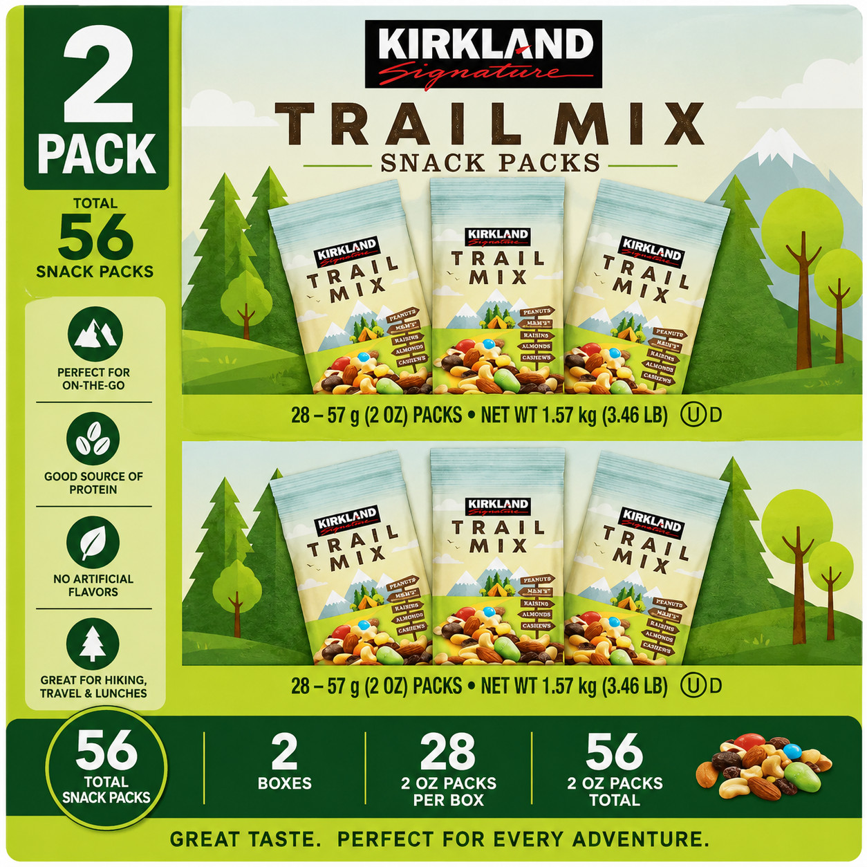2-Pack Kirkland Signature Trail Mix Snack Packs, 2 oz, 28-count gallery