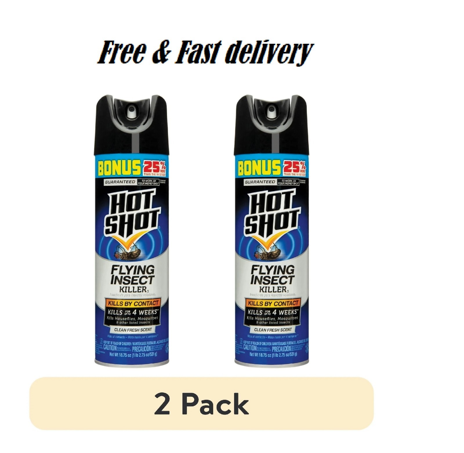 2 pack Hot Shot Flying Insect Killer Aerosol Spray, Clean Fresh Scent, 18.75 OZ gallery