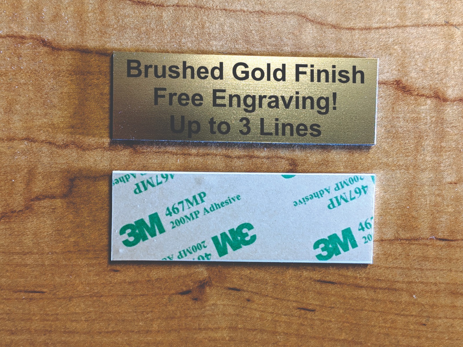 Custom Engraved 1"x3" Brushed Gold Tone Plaque / Sign Plate Nameplate Label gallery