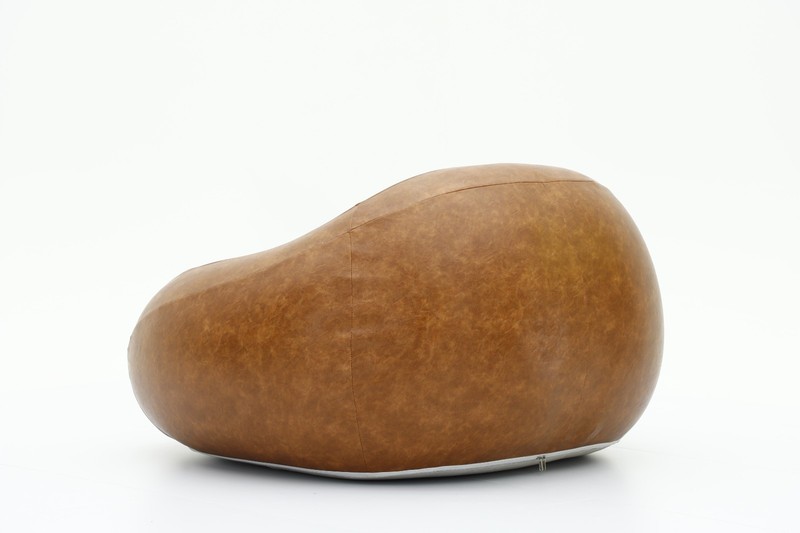 Vintage Brown Leather Inflatable Lounge Chair Single Seater Sofa 46x44x27in Home gallery