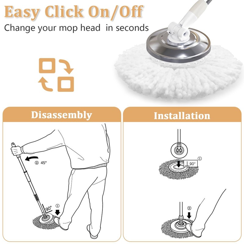 6 Pack Spin Mop Replacement Head For 360 Spin Mop System Standard Size Round Sha gallery