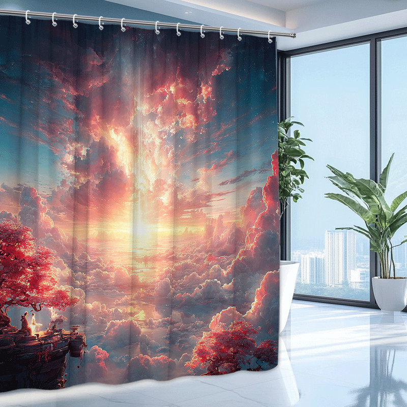 Fantasy Cloudscape Shower Curtain Pink Blue Sky Print gallery