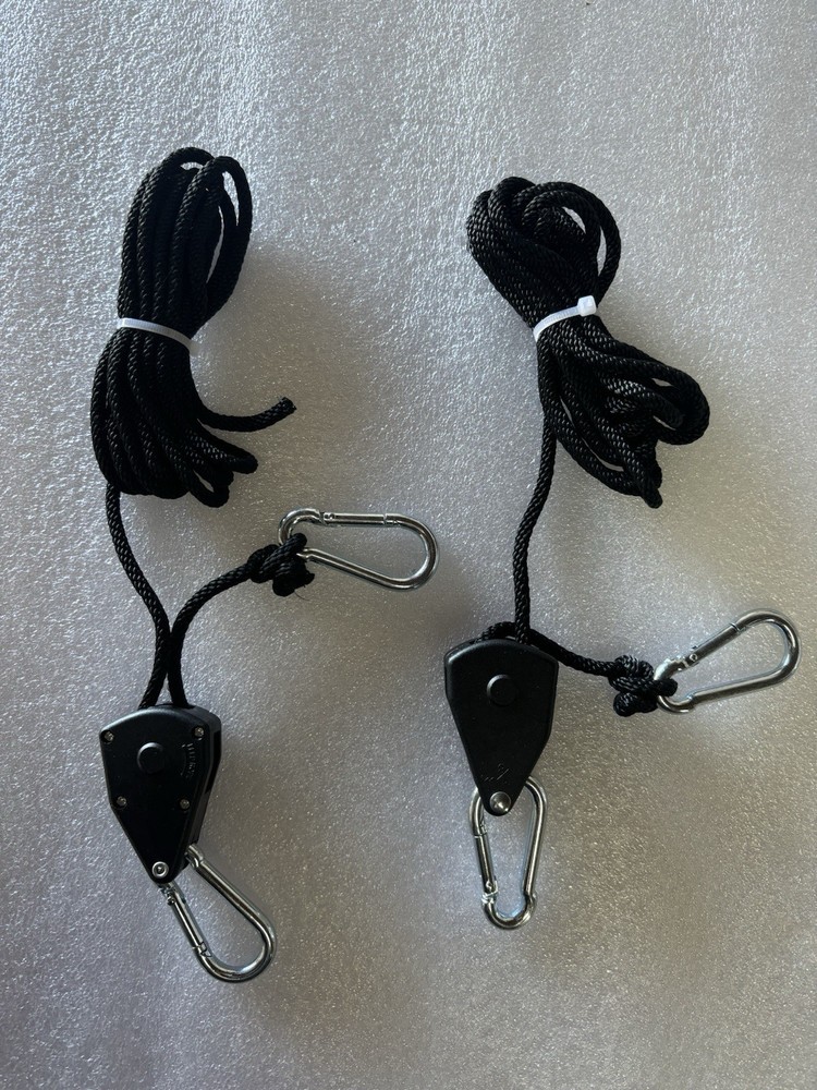 2-Pack Adjustable Grow Light Rope Hangers 1/8" x 8ft, 75lbs Each Heavy Duty