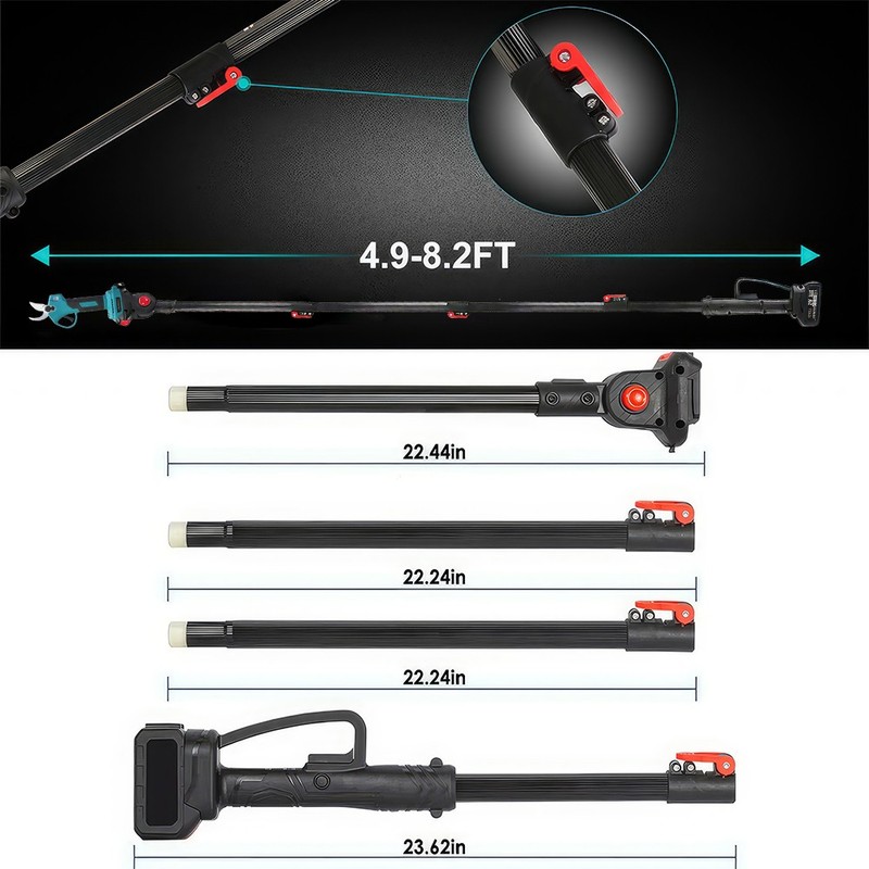 2-in-1 Pole Pruning Shear Cordless Tree Pruner w/ LCD Display for Tree Trimming gallery