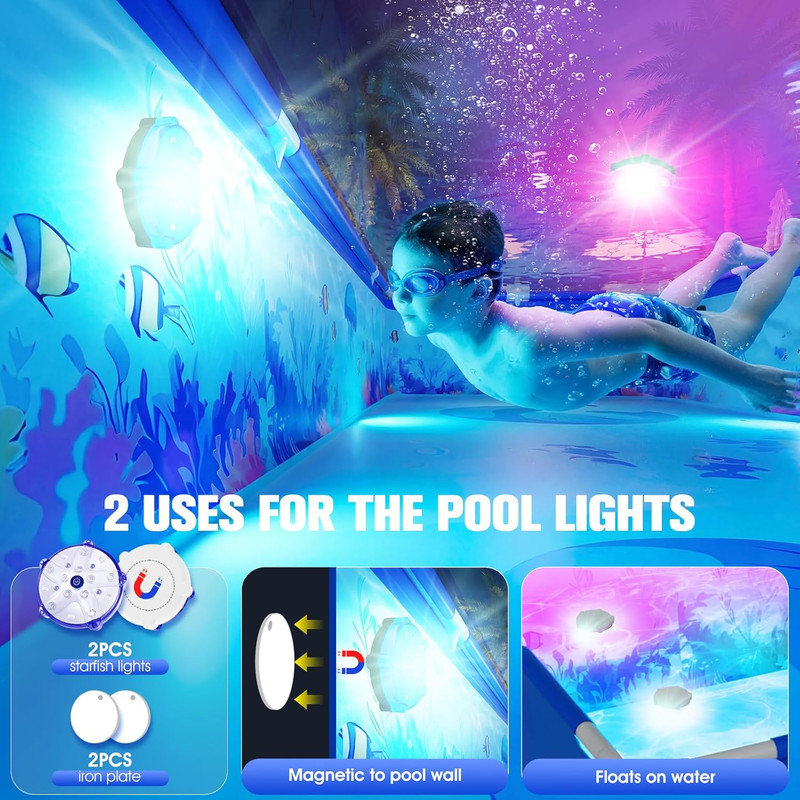 Upgraded 2026 Rectangle Above Ground Pool with Lights - 7ft x 48in x 24in gallery