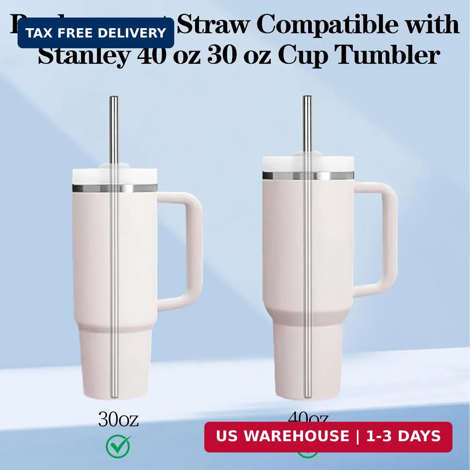 6 Pack Stainless Steel Straw Replacement 40 oz for Stanley Tumbler,3 Straight + gallery