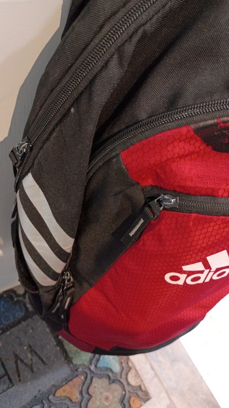 adidas Hiking Backpack Red Black Zipper Closure Adjustable Padded Straps