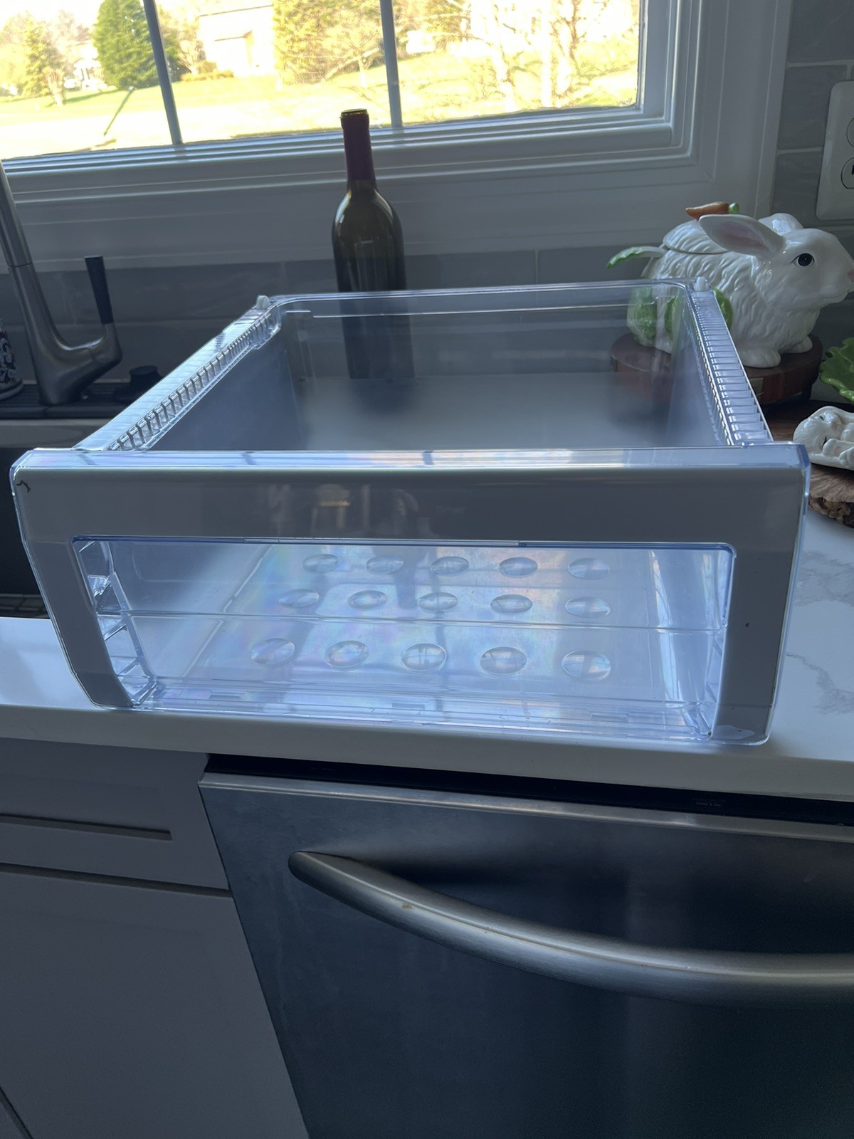 Samsung Refrigerator Right Side Crisper Drawer clear Bin used DA61-04296 RFG297 gallery