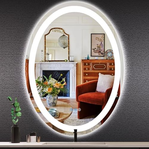 40 x 30 Inch Oval LED Bathroom Mirror with Lights Smart Memory 3 40"L x 30"W gallery