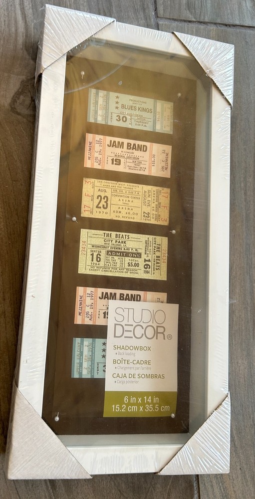 New Studio Decor Shadowbox 6” X 14” Back Loading Ticket Stub Display Holder