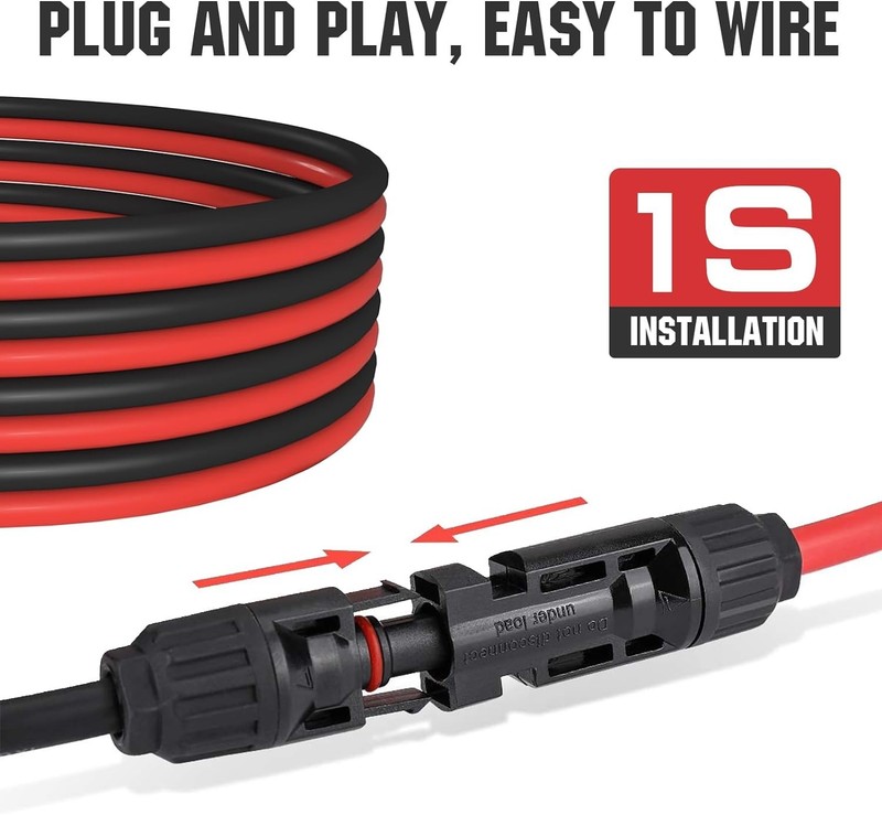 Universal Compatible 10AWG Solar Extension Cable 30A - Plug and Play Reliability gallery