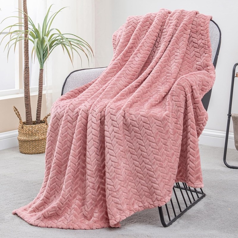 Luxury Lightweight Fuzzy Throw Blanket 50x70 - Modern Pink Geometric Design gallery