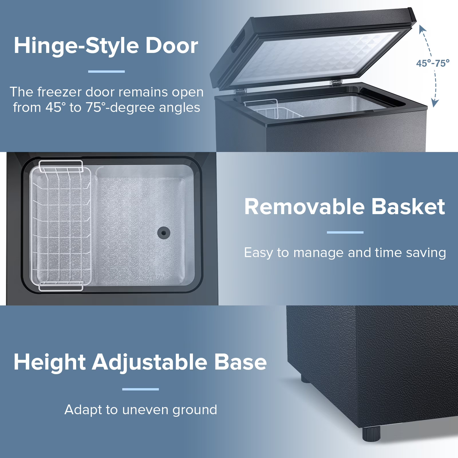 Auseo Mini Freezer Chest 3.5 cu ft, Black Deep Freezer & Side Handle, Compact gallery
