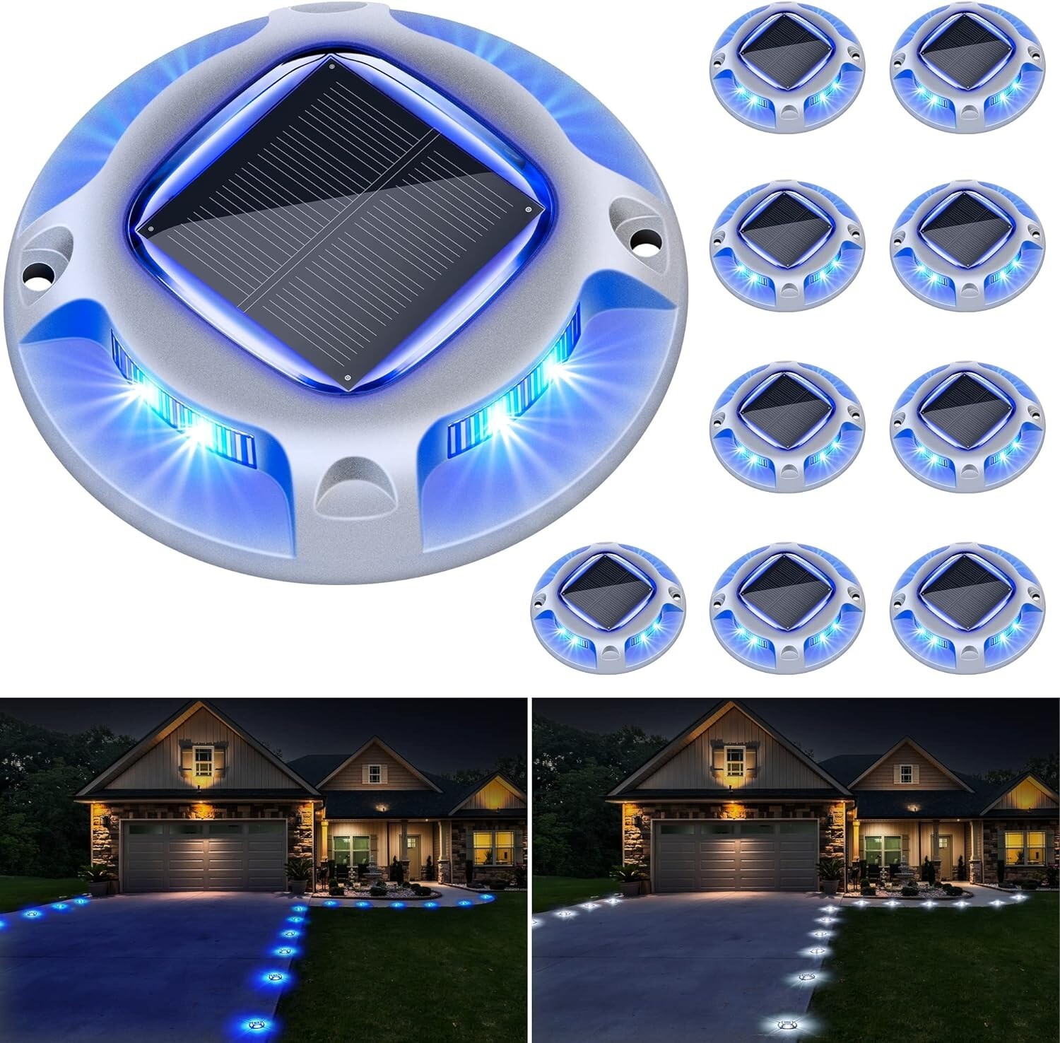 8Pack Led Multicolor Solar Deck Lights Outdoor Dock Driveway Lights for Sidewalk gallery