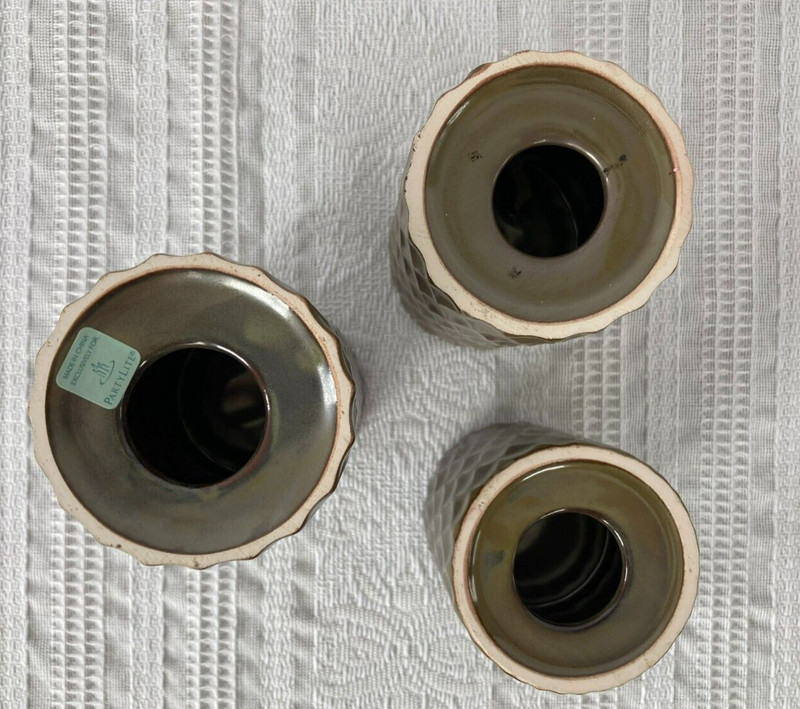 3 Pc PartyLite Ceramic Elevated 6, 5, & 4" Tealight Candle Holder Trio P99002 EX gallery
