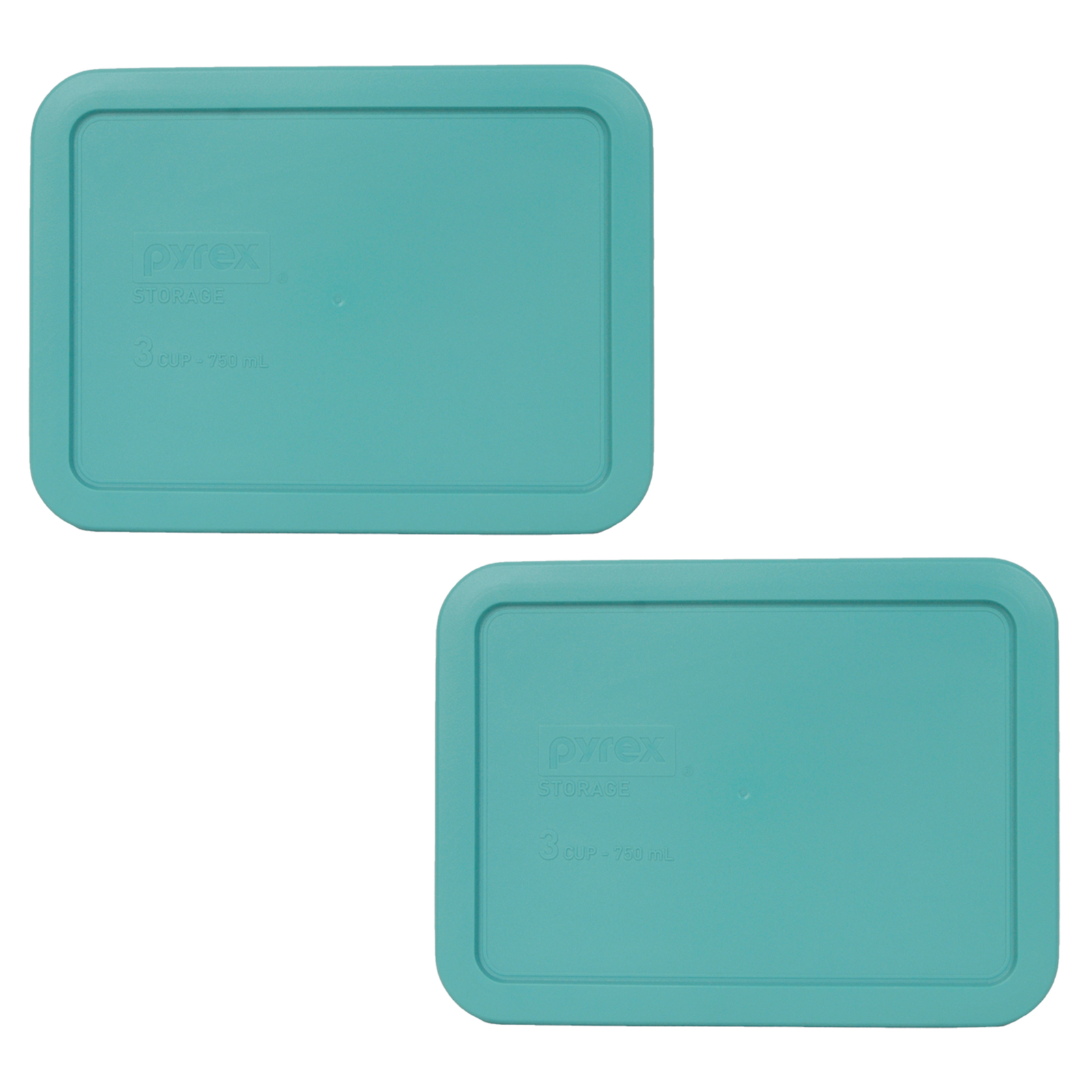 Pyrex 7210-PC Turquoise Rectangle 3 Cup Storage Lid Cover 2PK for Glass Dish gallery