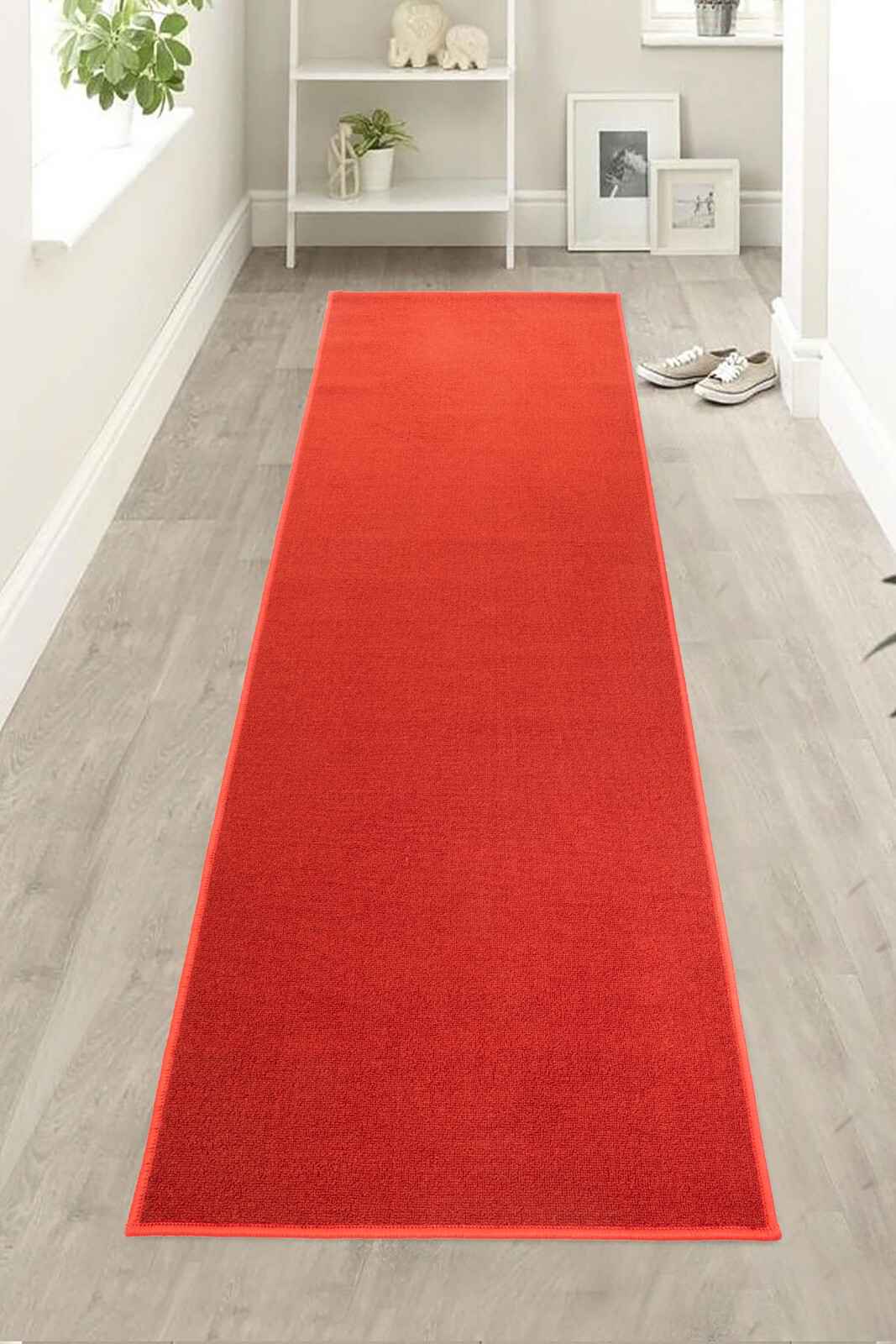 Anti Slip Low Pile Washable Solid Red Hallway Custom Length Long Hallway Rug gallery