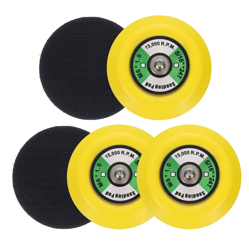 3" Hook and Loop Backing Sanding Pads with M6*1mm Thread, Y + B 5Pcs