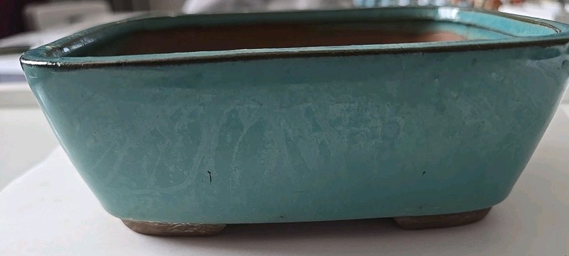 Rectangular Bonsai, Succulent Pot - Green Glazed 7" X 5 3/8" gallery