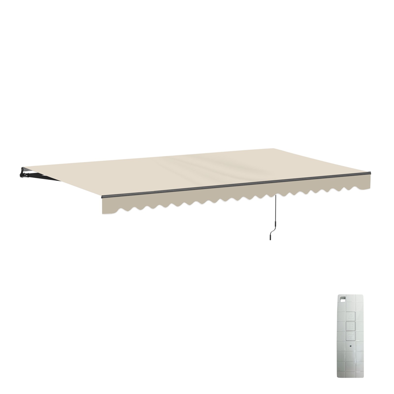 ALEKO Motorized Black Frame Retractable Home Patio Canopy Awning 20'x10' Ivory gallery