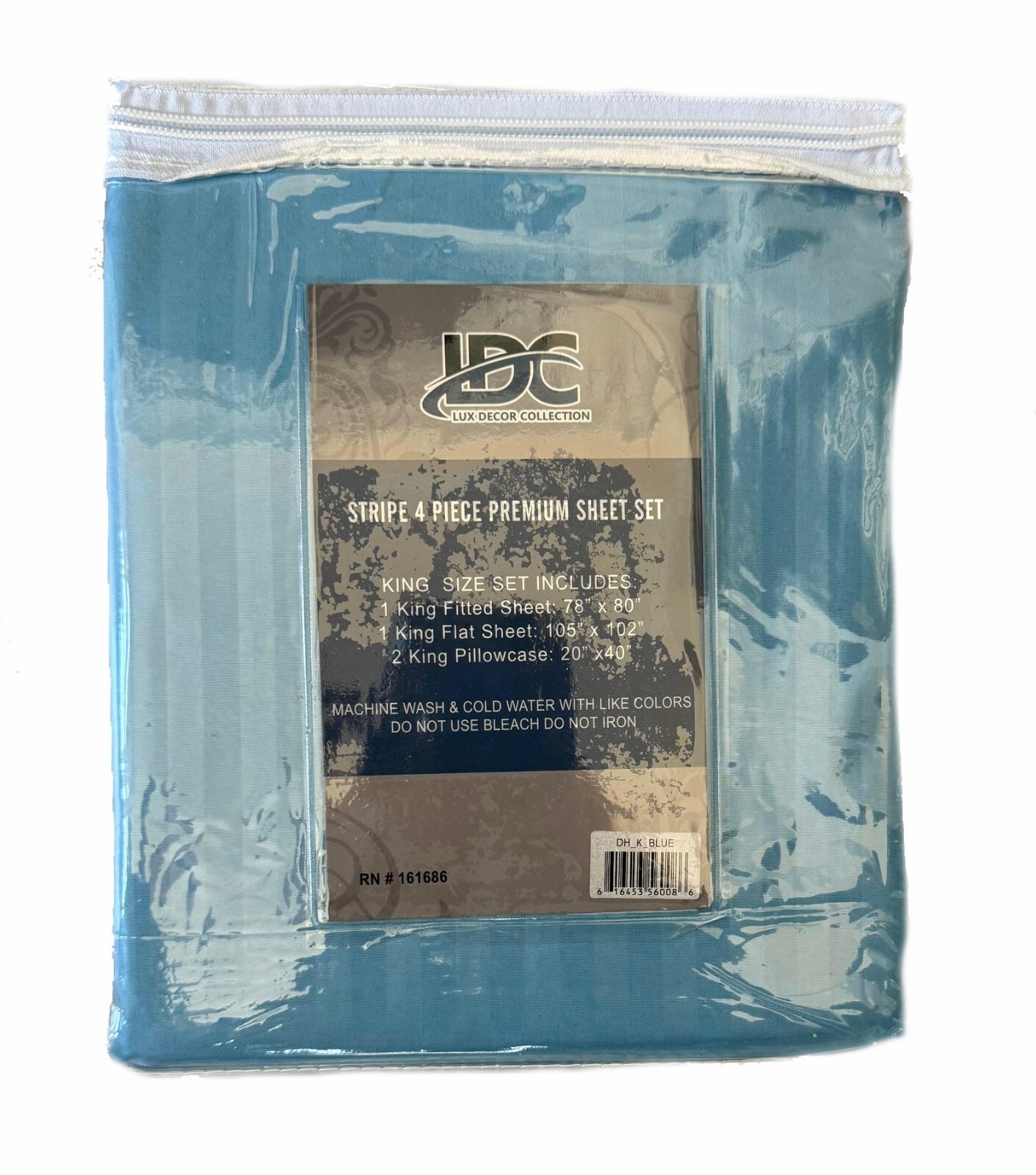 Lux Decor Collection Sheet Set, 4 Piece, Brushed Microfiber, King, Blue, New gallery