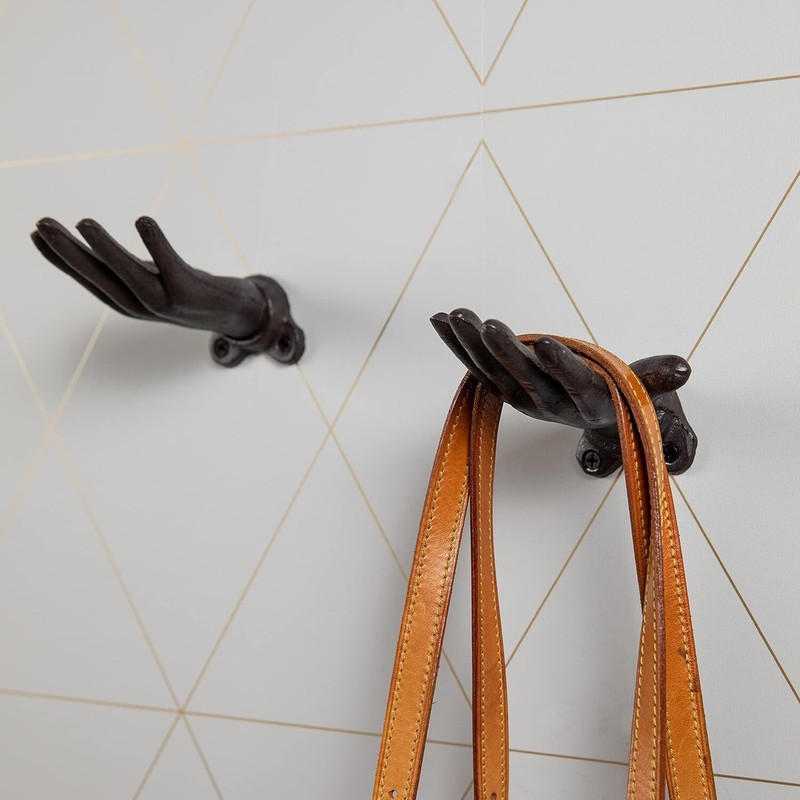 2; Open Hands Wall Hook Cast Iron Purse Towel Coat Jewelry Hanger Key Rack Hooks gallery