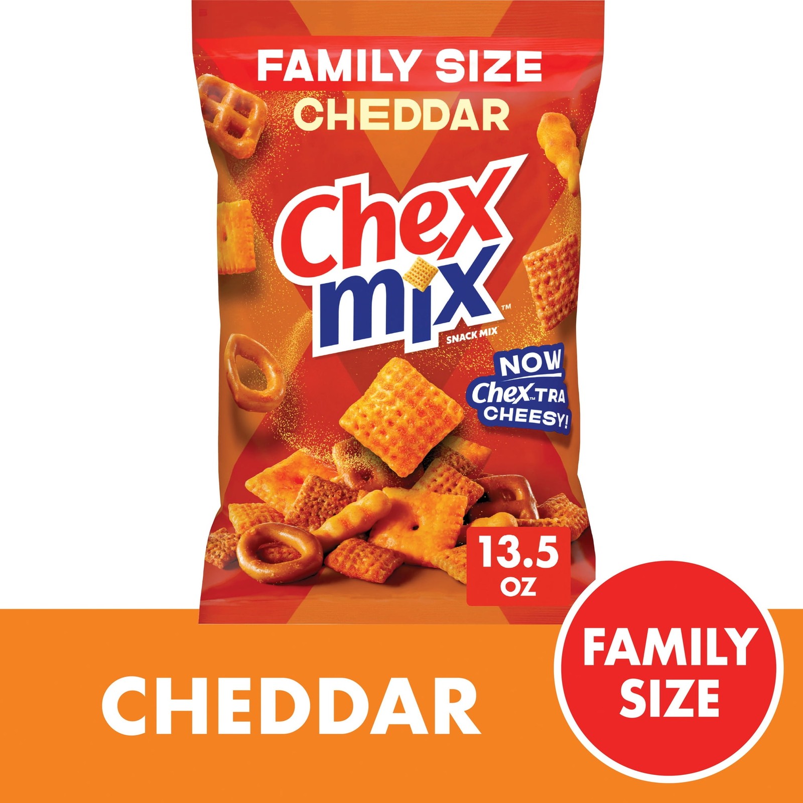 Chex Mix Cheddar Snack Mix, Savory Snack Bag, Family Size, 13.5 oz gallery