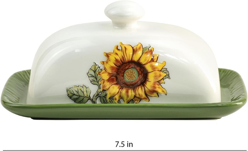 Charming Embossed Sunflower Butter Dish with Lid - Perfect for Everyday Use gallery