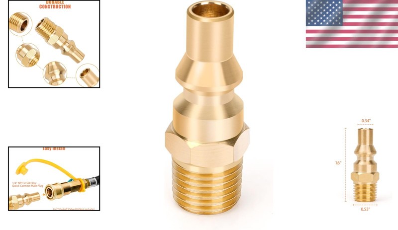 Brass Quick Connect Fitting with Full Flow Male Plug - RV BBQ Essential gallery