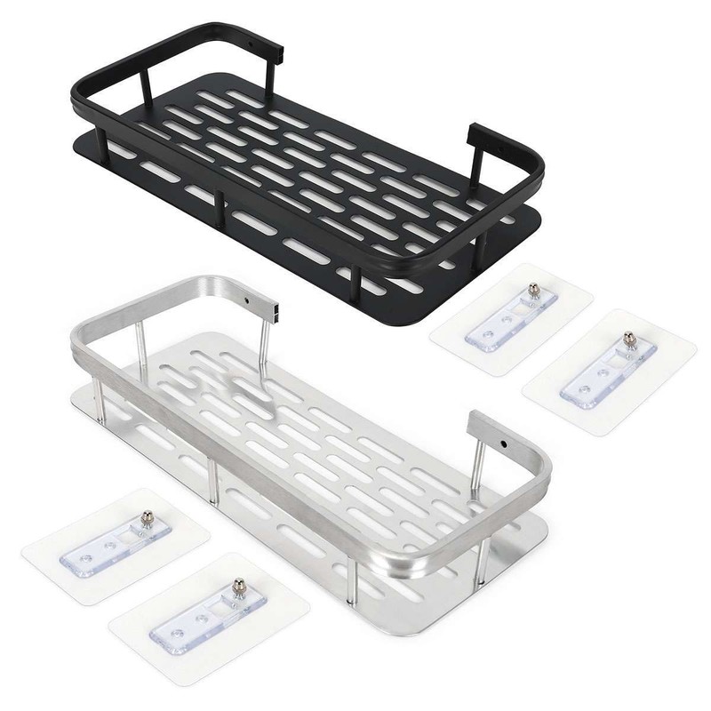 Bathroom Storage Holder Shelf Shower Organizer Rack Wall Mounted Black/Silver gallery