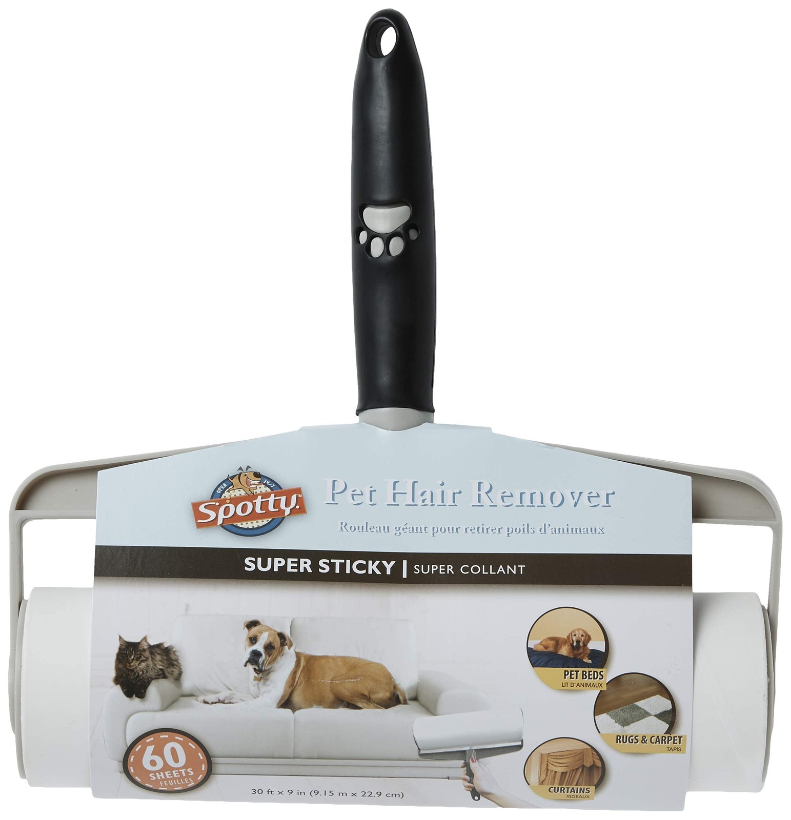 Spotty Supersize Extra Sticky, Adhesive Lint Roller, Pet Cat 60 sheets, Black gallery