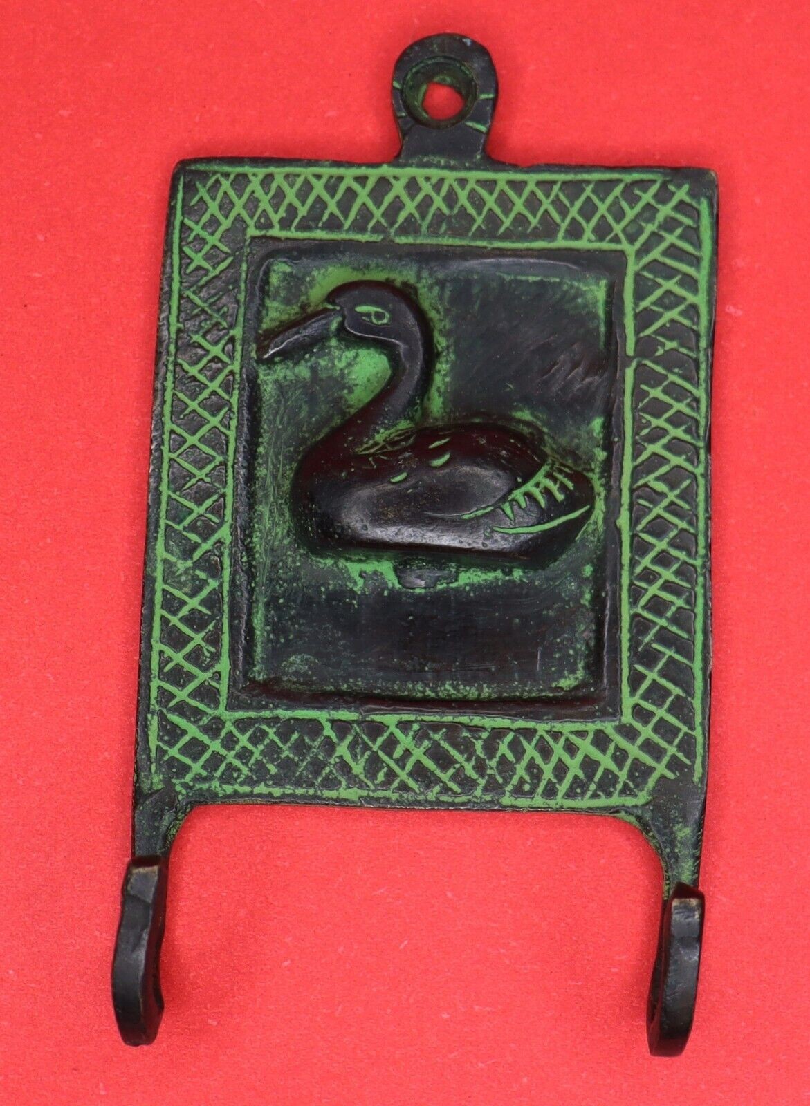 Duck Shape 2 Hook Victorian Antique Style Handmade Brass Cloth Key Wall Hanger gallery