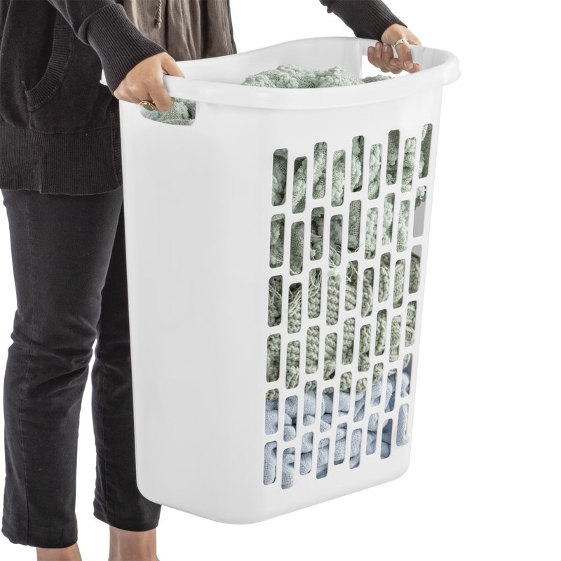Rectangular Open Plastic Hamper, for Narrow Spaces, White, Adult gallery