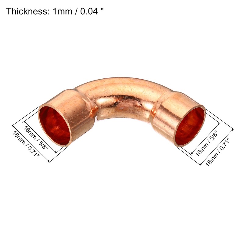 5pcs 5/8 inch Elbow Copper Pipe Fitting 90 degree Welding Plumbing Connector gallery
