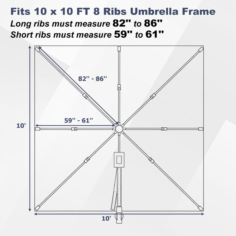 10x10' Replacement Cantilever Offset Umbrella Canopy 8 Ribs Square (Canopy Only) gallery
