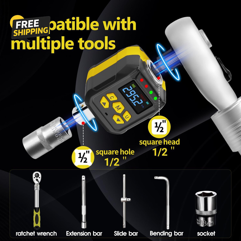 1/2" Digital Torque Adapter 15-295 Ft-Lb, ±2% Accuracy Electronic Torque Wrench gallery
