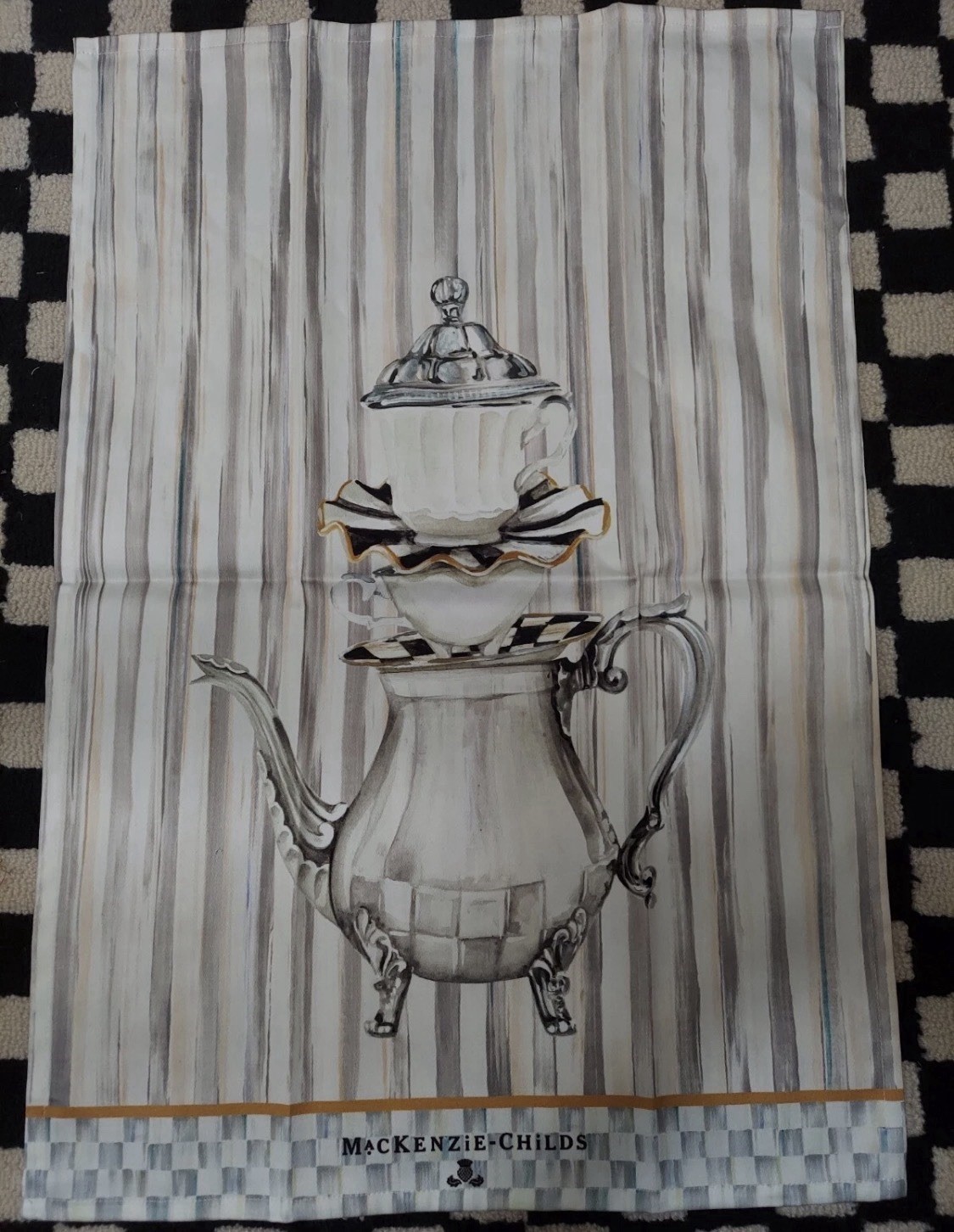 MacKenzie-Childs Tea Pot Sterling Check Dish Towel gallery