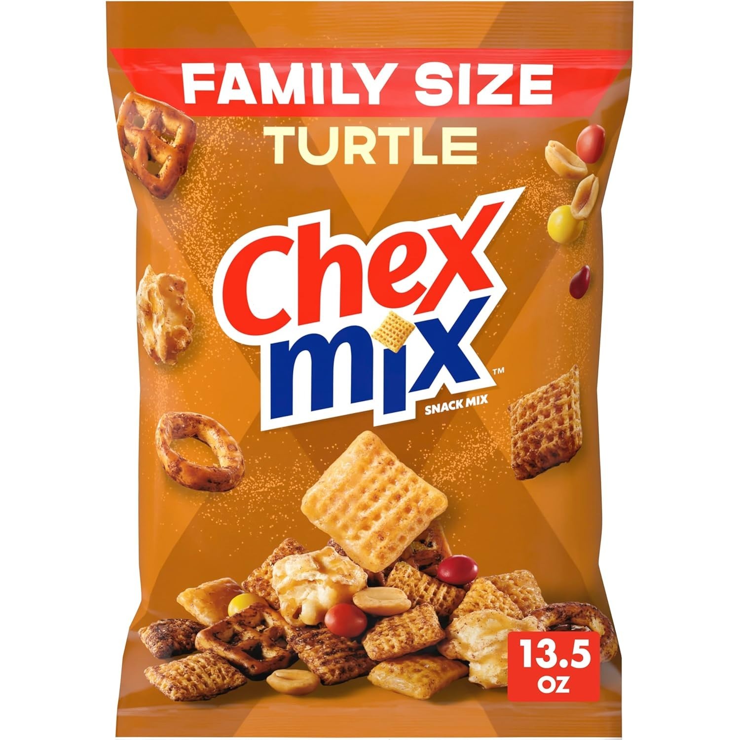 Chex Mix Turtle Snack Mix, Indulgent Snacks, Family Size, 13.5 oz gallery