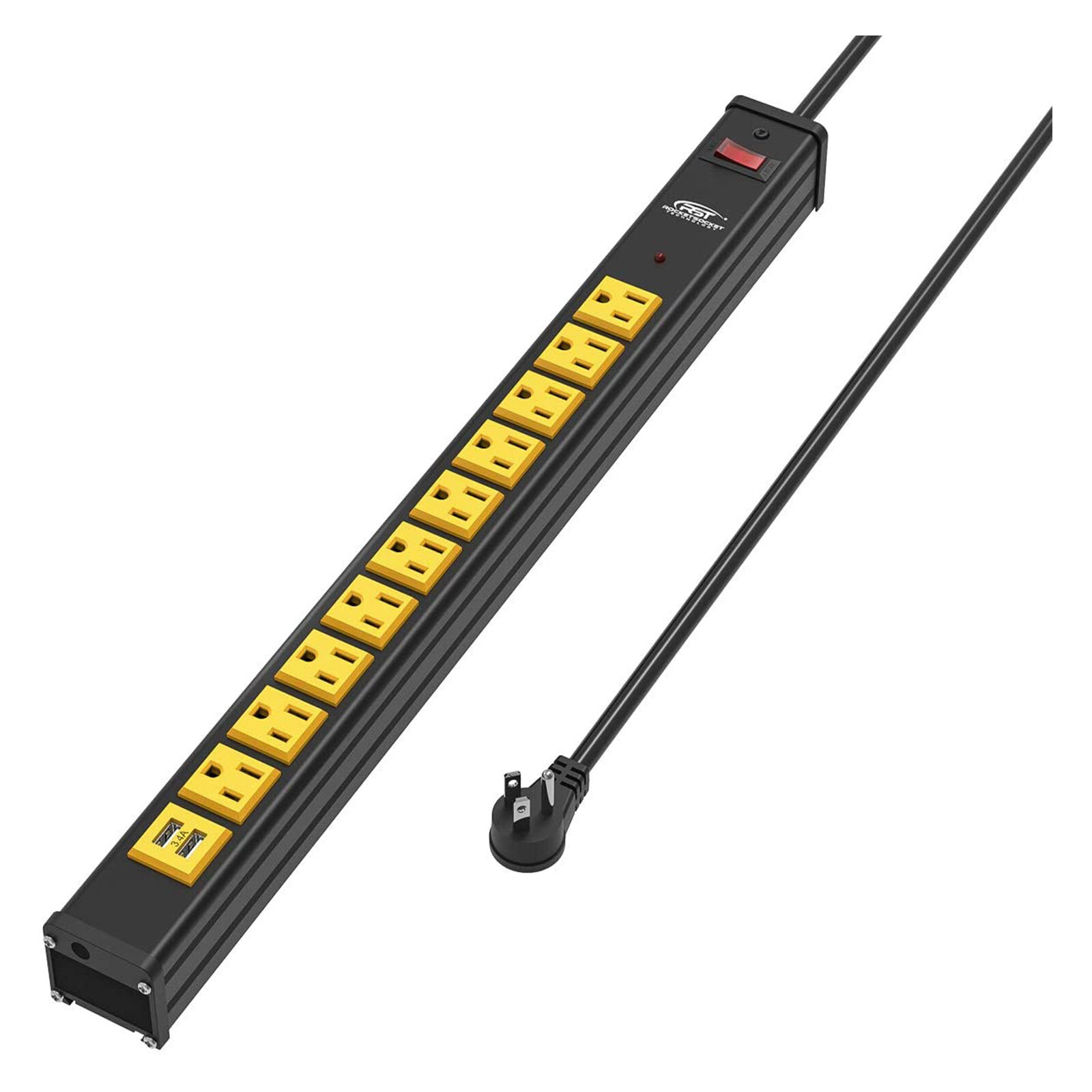 CRST 10-Outlet Heavy Duty Power Strip Surge Protector 6FT Extension Power Cord gallery